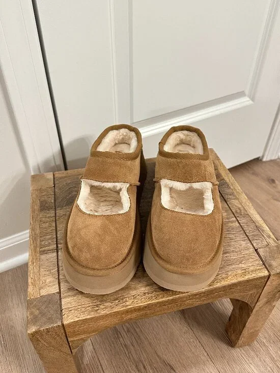 UGG Bea Genuine Shearling Lined Platform Mary Jane in Chestnut Size US 8 - Picture 4 of 13